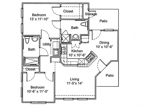 2 Bedroom Floor Plan